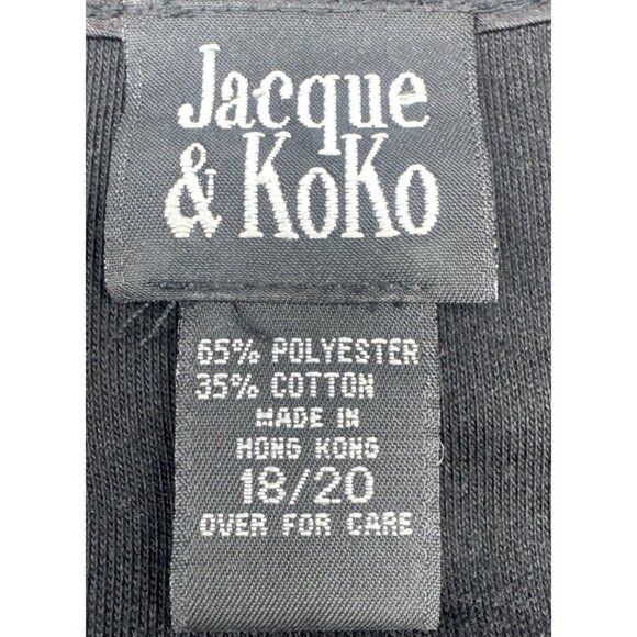 Jacque & KoKo Women's Black V-Neck Sequin Embellished Blouse Tunic Top Sz 18/20 - Picture 6 of 8